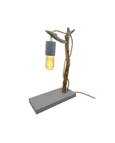 Lampe à poser en bois recyclé gris