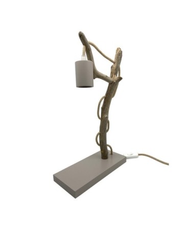 Lampe à poser en bois recyclé taupe