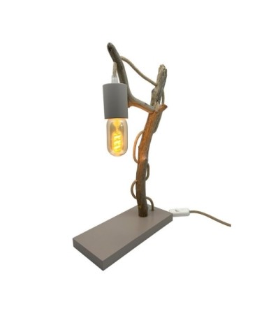 Lampe à poser en bois recyclé taupe