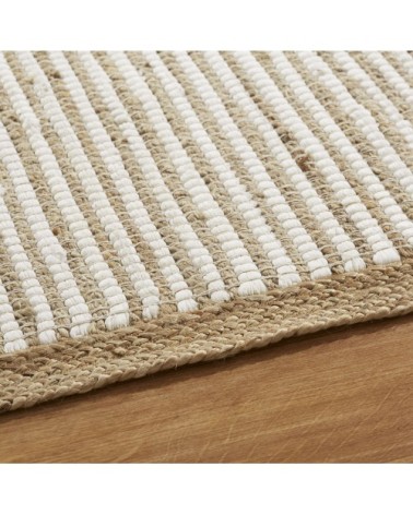 Tapis en coton blanc et jute 160x230