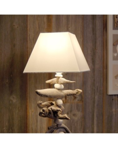 Lampe à poser en bois blanc cassé
