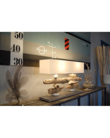 lampe à poser en bois blanc