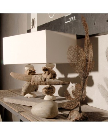 Lampe à poser en bois blanc