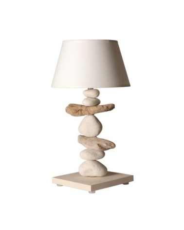 Lampe de chevet en bois blanc cassé