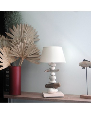 Lampe de chevet en bois blanc cassé