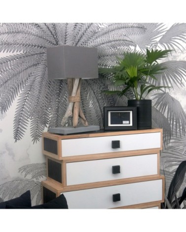 Lampe à poser en bois gris