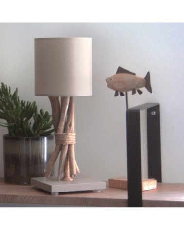Lampe de chevet en bois taupe