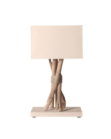 Lampe à poser en bois blanc cassé