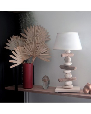 Lampe à poser bois recyclé en bois ivoire