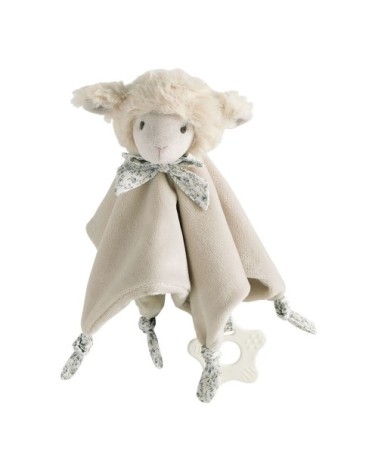 Toudoux mouton crème avec anneau de dentition