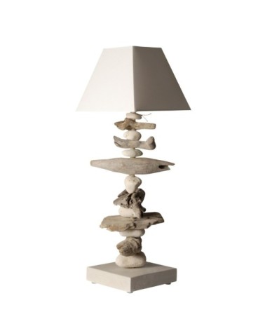 Lampe à poser en bois blanc cassé