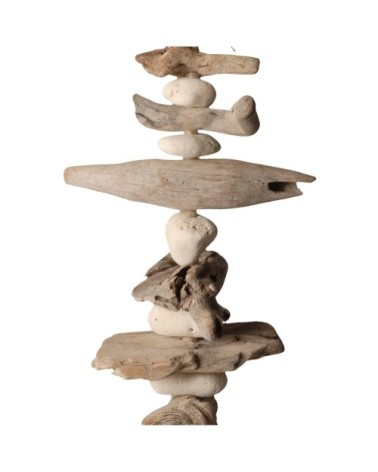 Lampe à poser en bois blanc cassé