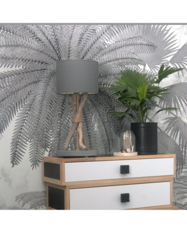 Lampe à poser en bois gris souris