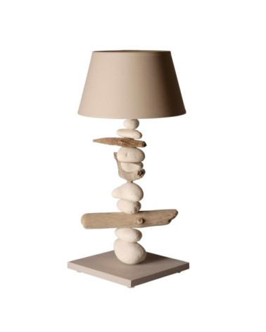 Lampe à poser bois recyclé en bois taupe