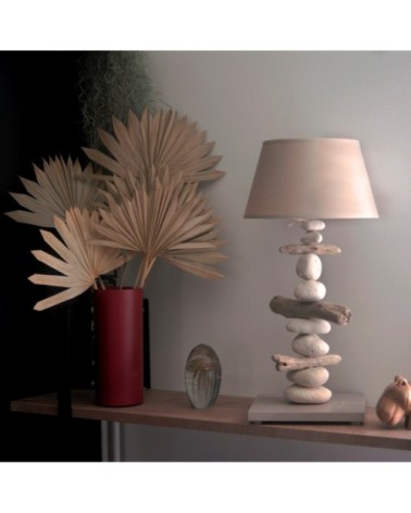 Lampe à poser bois recyclé en bois taupe