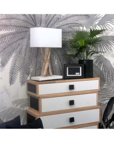 Lampe à poser en bois blanc