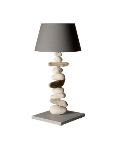 Lampe à poser bois recyclé en bois gris