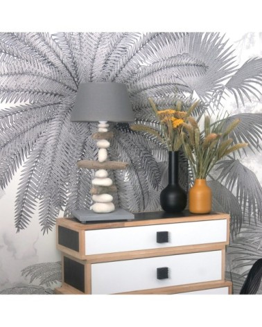 Lampe à poser bois recyclé en bois gris