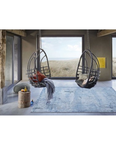 Tapis plat inspiration vintage tons de bleu 120x170