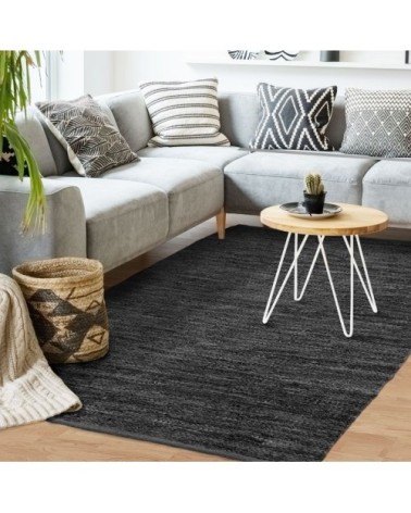 Tapis en cuir tressé noir 160x230