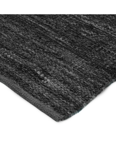 Tapis en cuir tressé noir 160x230