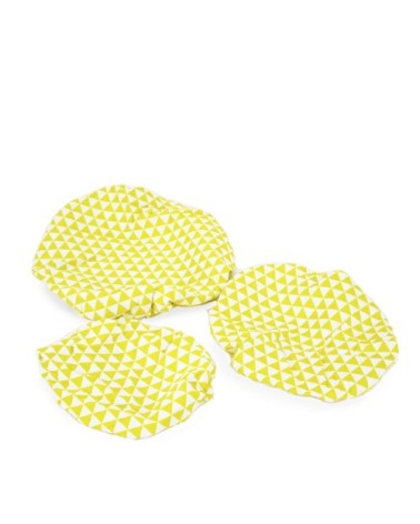 Lot de 3 couvre-bols réutilisables en coton bio non-ciré géometrique"