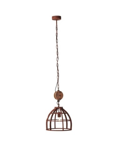 Suspension bois rouille H147cm