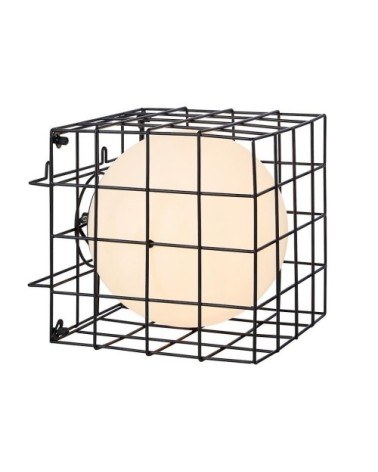 Lampe de table cage métal et globe verre