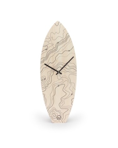 Horloge surf en bois topographique H46,2cm