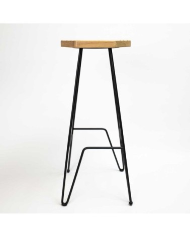 Tabouret bar en chêne massif gravure Wood H79 cm
