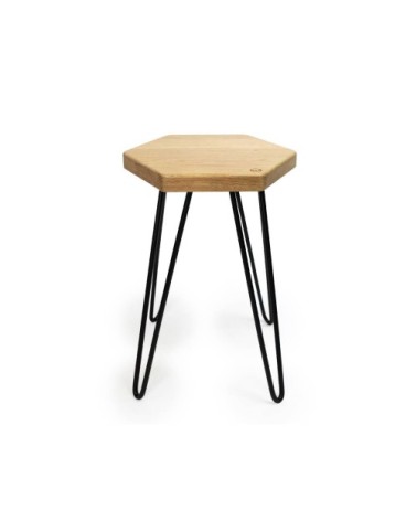 Tabouret en chêne massif gravure Wood H48,5 cm
