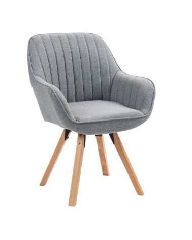 Fauteuil avec fonction pivotante 360 degrés en tissu gris