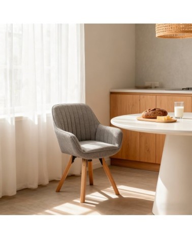 Fauteuil avec fonction pivotante 360 degrés en tissu gris