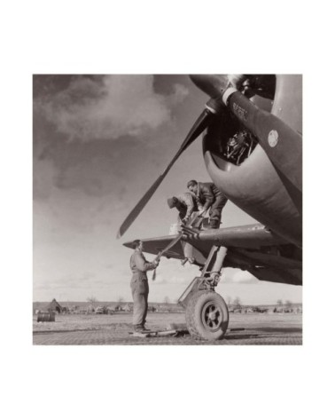 Photo ancienne noir et blanc avion n°12 alu 70x70cm