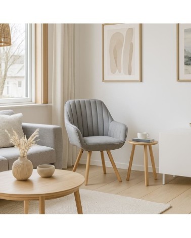Fauteuil avec fonction pivotante 360 degrés en tissu gris