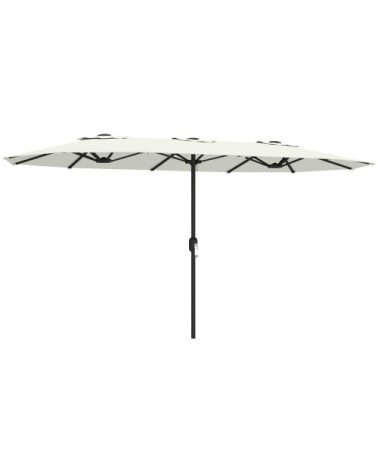Parasol de jardin double manivelle housse de protection crème