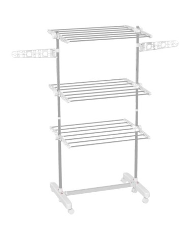 Séchoir à linge étendoir pliable ailes latérales acier blanc