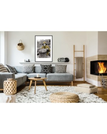 Photo ancienne couleur pêche n°81 cadre noir 30x45cm