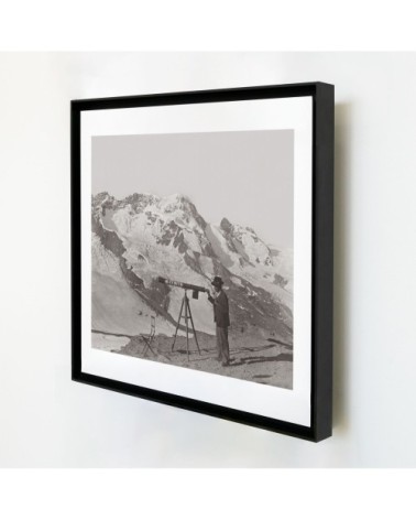 Photo ancienne noir et blanc montagne n°59 cadre noir 30x30cm
