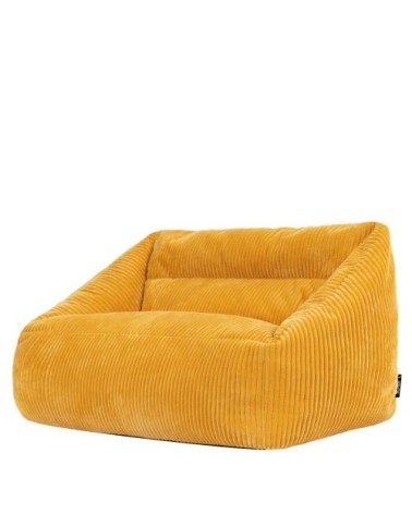 Pouf canapé enfant en velours côtelé jaune ocre