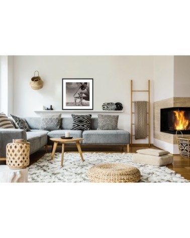 Photo ancienne noir et blanc avion n°12 cadre noir 100x100cm