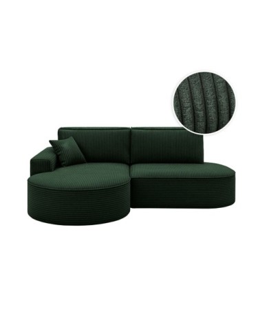 Canapé d'angle gauche convertible 4pl marlo velours côtelé vert foncé