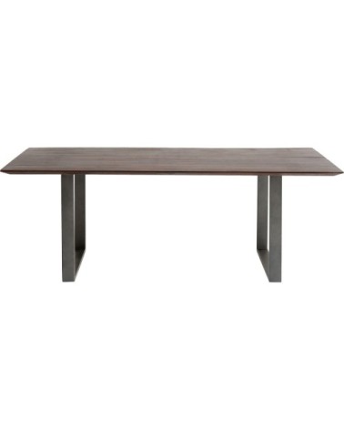 Table à manger 6 personnes acacia brun biseauté et acier L160