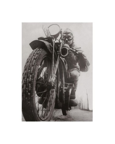 Photo ancienne noir et blanc moto n°29 alu 40x60cm
