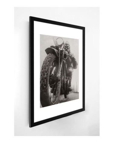 Photo ancienne noir et blanc moto n°29 alu 40x60cm