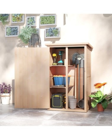 Armoire de jardin porte verrouillable 2 étagères bois sapin