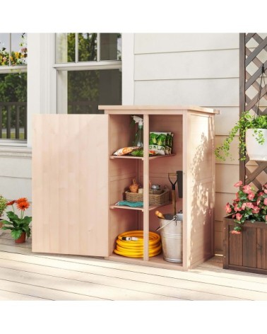Armoire de jardin porte verrouillable 2 étagères bois sapin