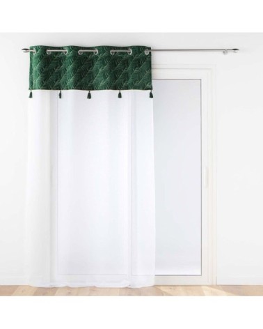Voilage sable top velours pompon vert 140x240cm