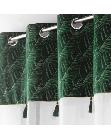 Voilage sable top velours pompon vert 140x240cm