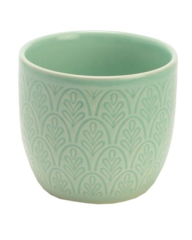 Cache pot de fleur en céramique vert D11,5cm